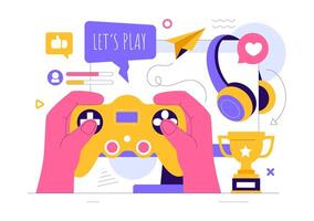 E-sports Concept Illustration Featuring a Virtual Reality Player with a Game Controller in a Flat Design vector