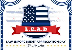 National Law Enforcement Day Celebration on January 9th with Supportive Themes in a Flat Style Design vector