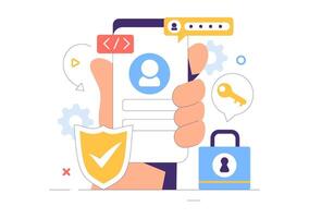Data Security Illustration Highlighting Cyber Safety and Network Defense vector