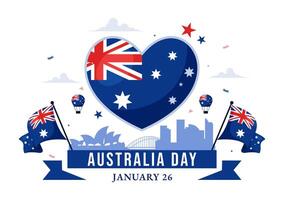 Waving Australian Flag and Map Illustration for Happy Australia Day in Flat Style vector