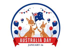Australian Flag and Map Celebration Design for Australia Day in Flat Style vector