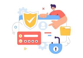 Internet Cyber Safety with Hosting, Backup, and Secure Server Themes vector
