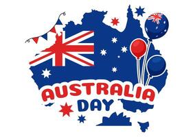 Happy Australia Day Celebration Design with National Symbols and Cartoon Background vector