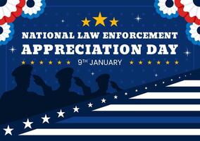 LEAD Honoring Law Enforcement Officers on January 9th in a Cartoon Background vector