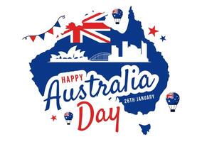 Illustration of Australia Day Celebrations Featuring Flag and Map in a Flat Design vector