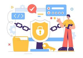 Illustration of Digital Security and Data Protection for Technological Systems vector
