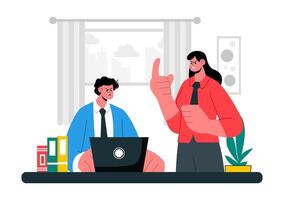 Office Conflict Resolution Illustration of Coworkers Discussing Teamwork Challenges vector