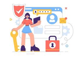 Illustration of Cyber Defense for Internet Networks and Secure Servers vector