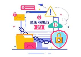 Illustration for Data Privacy Protection with Shield, Lock, and Technology Icons vector