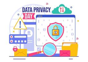 Cybersecurity Day Illustration Highlighting Data Security with Locks and Shields vector