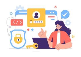 Network Security Illustration Featuring Internet Protection and Backup Systems vector