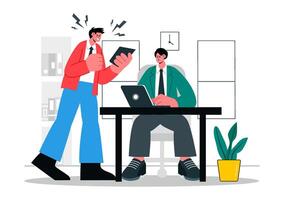 Business Disagreement Illustration Featuring Arguing Colleagues in an Office Environment vector