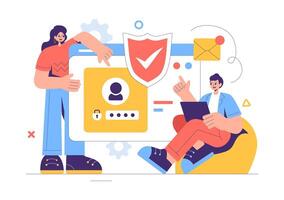 Internet Security Illustration of Safety, Data Privacy, and Network Hosting vector