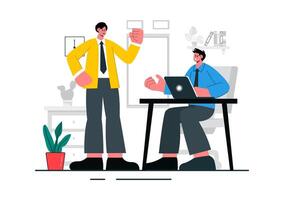 Workplace Dispute Illustration of Team Members Engaged in Conflict Over Business Issues vector