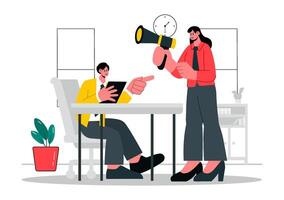 Teamwork Problems Illustration Depicting Colleagues Having a Heated Discussion in the Office vector