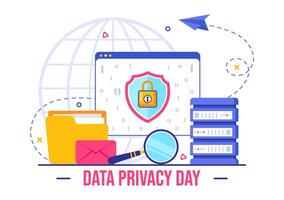 Personal Data Protection Illustration with Locked Screens and Information Security vector