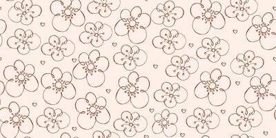 Cute Floral Seamless Pattern with Grunge Effect. Retro herbs drawn with pencil. Artistic sketch of plants and herbs vector