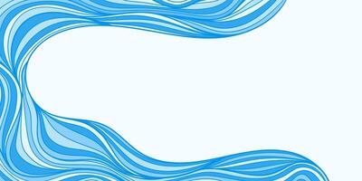 Abstract Background with Blue Line Sea Waves. Japanese banner with sea texture in hand drawn style vector