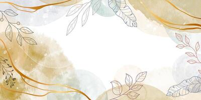Hand Drawn Floral Background with Watercolor Splashes and Drops. Elegant abstract foliage design with hand painted watercolor texture vector