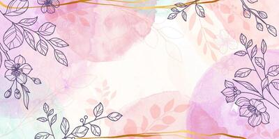 Beautiful Floral Background with Watercolor Splashes and Drops in Pastel Colors. Elegant abstract foliage design with hand painted watercolor texture vector