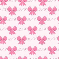 Cute Pink Ribbons in Hand Drawn Flat Style. Seamless pattern with elegant and trendy bows. Repeated pattern design perfect for print, cards, banners, wrapping paper, fabric vector