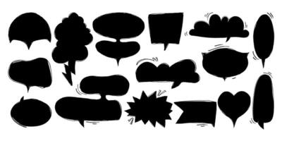 Chat Bubbles Silhouettes in Cartoon Style. Speech chatting boxes drawn with pencil. Abstract and simple figures. Irregular dynamic shapes. Modern asymmetric sketch spots vector