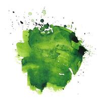 Hand Painted Green Watercolor Abstract Splash Isolated on White Background. Fluid organic shape with drops. Modern splatter with vibrant colors vector