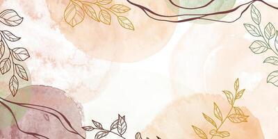 Hand Drawn Floral Background with Watercolor Splashes and Drops. Elegant abstract foliage design with hand painted watercolor texture vector