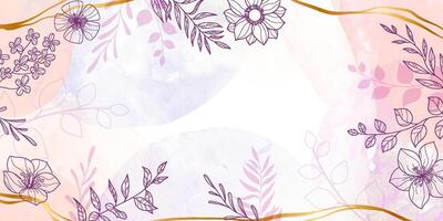 Floral Background with Watercolor Splashes and Drops. Abstract foliage design with hand painted watercolor texture vector
