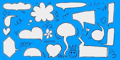 Retro Chat Bubbles in Cartoon Style on Blue Background. Speech chatting boxes with vibrant colors and grunge texture. vector