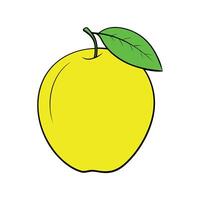 A yellow mango design with green leaf vector