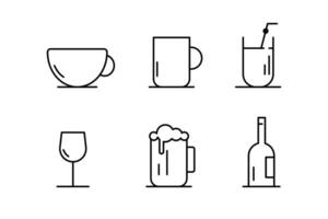 Set of drink glass line icons and elements illustration design vector