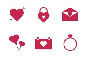 Valentines day icons set with heart symbol vector