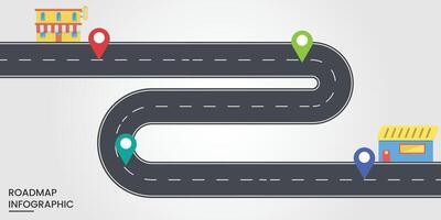 Road infographic with pin, pointer. Street information concept. illustration vector