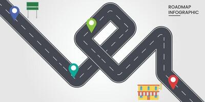 Road street map infographic with pointers. illustration vector