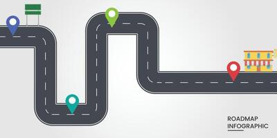 Road infographic with pin, pointer. Street information concept. illustration vector