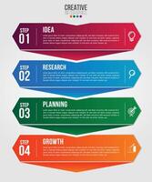 Business infographics 4 steps options design template vector