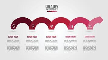 Business Infographic design template with icons and 5 numbers options or step vector