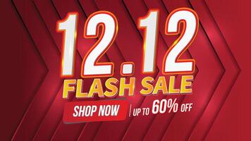12.12 Flash Sale banner promotion template on red background vector