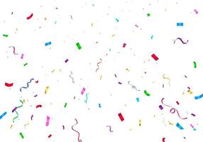 Colorful ribbons and confetti Can be separated from a white background. Confetti flying for celebration party banner. Falling shiny Colorful confetti isolated vector