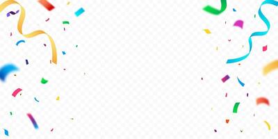 Confetti explosion on white background. Shiny Colorful confetti isolated. Defocused elements. Holiday banner background. vector