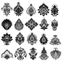 set Damask pattern background vector