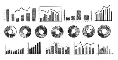 Graphs on white background, Set hand drawn vector
