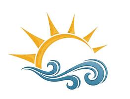A symbol of sun with big wave. vector