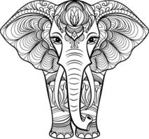 Beautiful Elephant Line Art for Adult Coloring Book vector