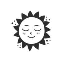 Sun Face with Closed Eyes Doodle Icon vector