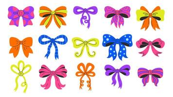 Colorful Decorative Tied Bows set vector