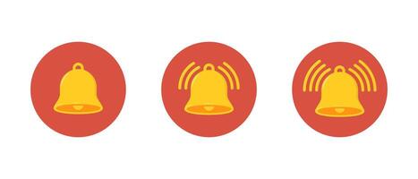 Bell flat icon set on circle background. Notification reminder, notice sign symbol vector