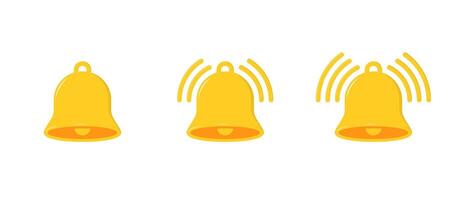 Bell icon set collection in flat style. Notification reminder, notice sign symbol vector