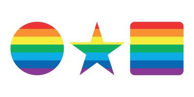 collection of circle, star and square shapes with rainbow colors vector